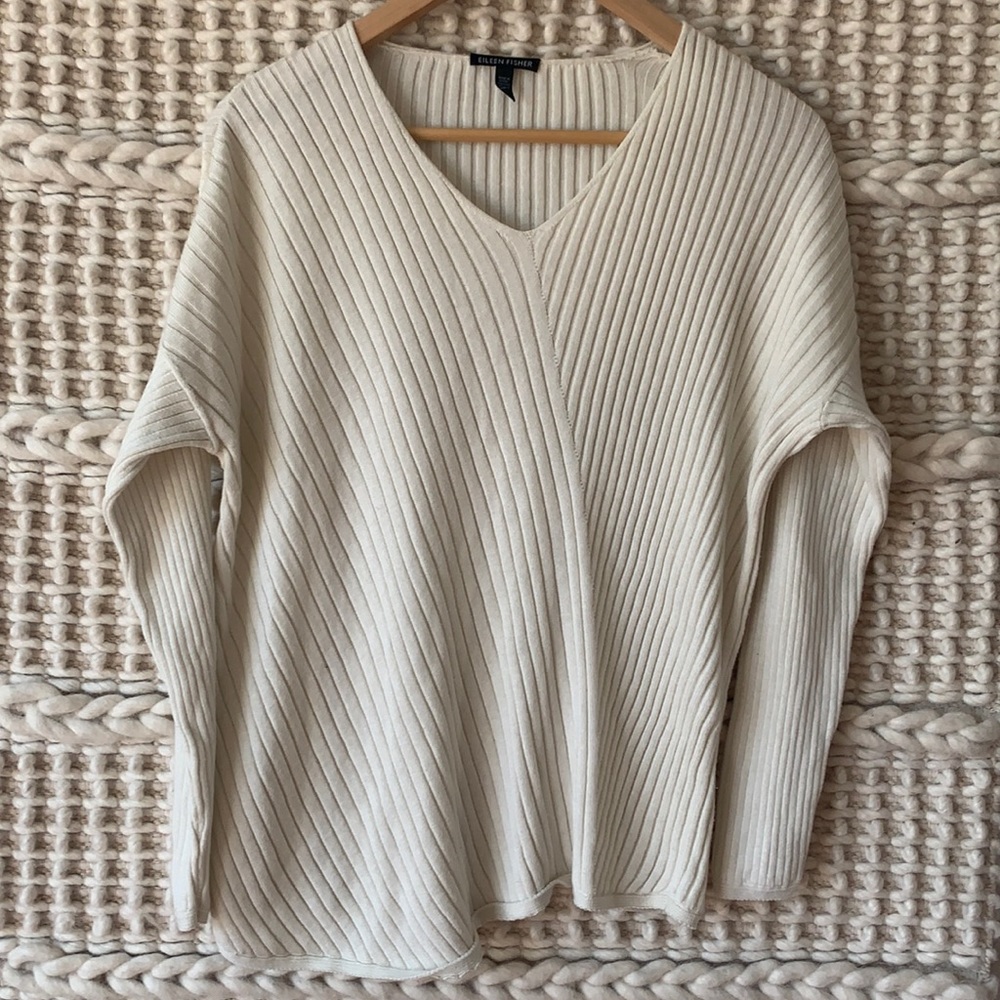 Eileen Fisher white Asymmetrical Sweater